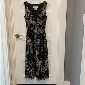 Evan Pican Sz 8 Black Paisley Dress Good Used